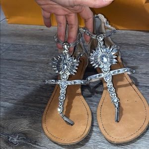 Silver rhinestone sandals